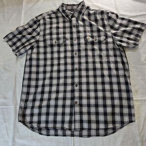 Carhartt Mens Loose Fit Short Sleeve Shirt‎ Plaid Size XL Pockets Button Down